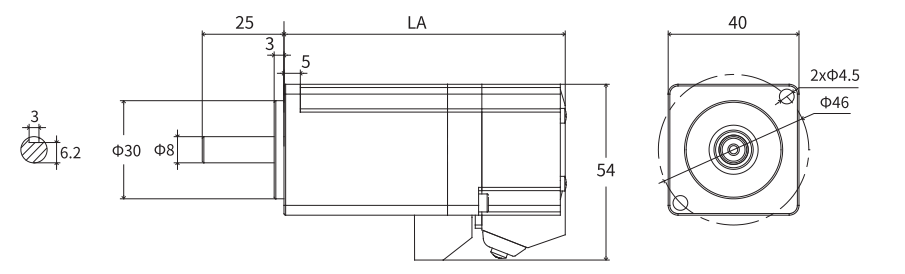 SERVOMOT 40mm NEMA23 Dimensions