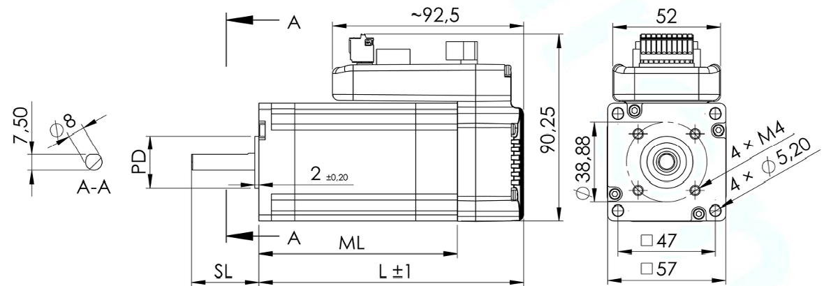INTEGMOT Dimension Drawing